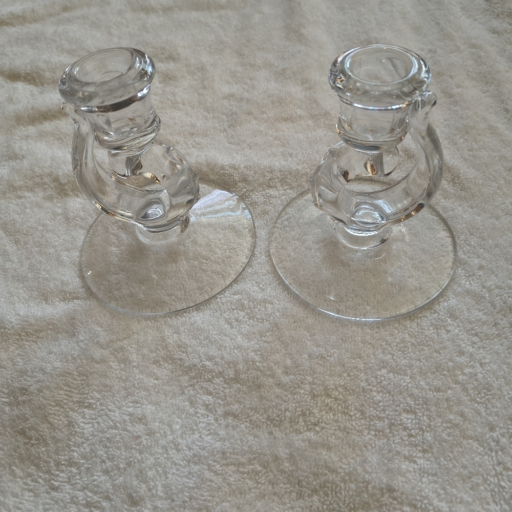 Vintage Crystal Fostoria Candle Holders Set of 2